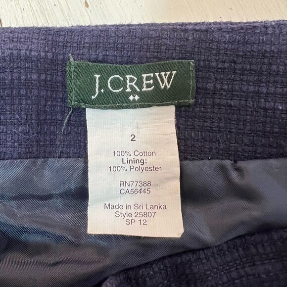 J. Crew Skirt Size 2 Textured Cotton Mini Navy Blue Exposed Zipper #200A - Picture 3 of 5